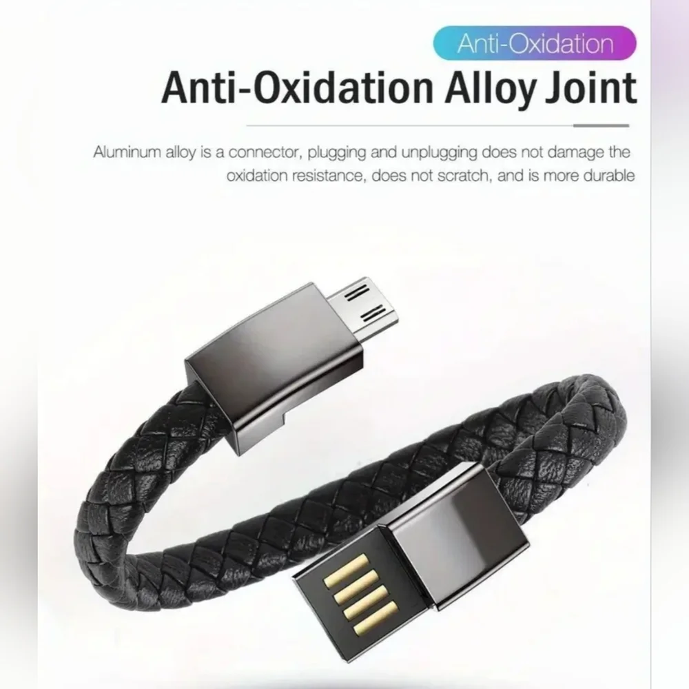 Black Or White Leather Bracelet IPhone Charger Phone Charger Bracelet